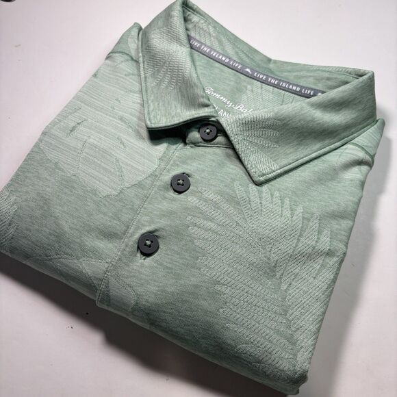 Tommy Bahama Performance Polo Shirt Men' XL Green Leaf Island Zone Tropical Golf - Picture 3 of 8